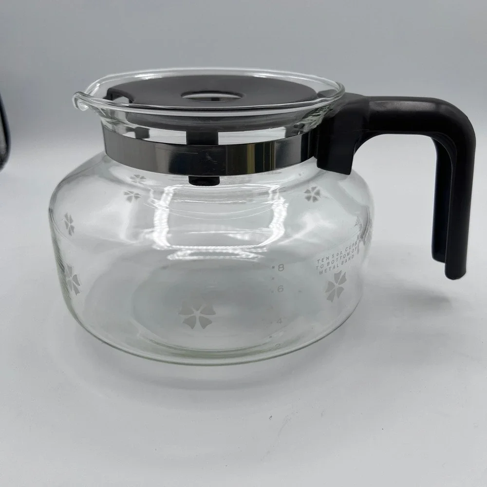 Mr Coffee 10 Cup Glass Replacement Decanter F-122 Carafe with Two Lids Vintage